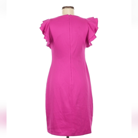 Andrew Marc Ruffle Sleeve Sheath Dress, Raspberry, Size 8 - Picture 2 of 7